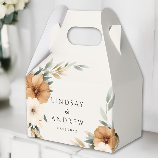 Elegant Copper Earthy Botanical Beige Wedding Favor Boxes (Elegant Copper Earthy Botanical Beige Wedding Favor Boxes)