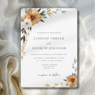 Elegant Copper & Earthy Botanical Wedding Invitation