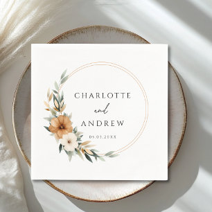 Elegant Copper & Earthy Botanical Wedding  Napkins