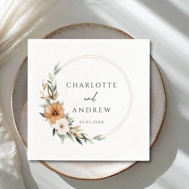 Elegant Copper & Earthy Botanical Wedding  Napkins (Elegant Copper & Earthy Botanical Wedding Napkins)