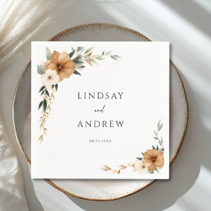 Elegant Copper & Earthy Botanical Wedding Napkins