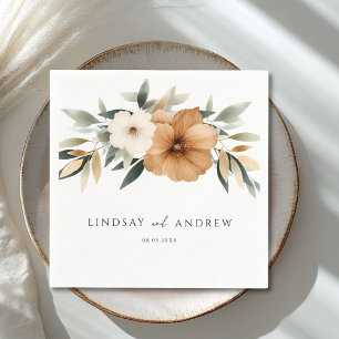 Elegant Copper & Earthy Botanical Wedding Napkins