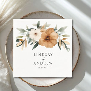 Elegant Copper & Earthy Botanical Wedding Napkins