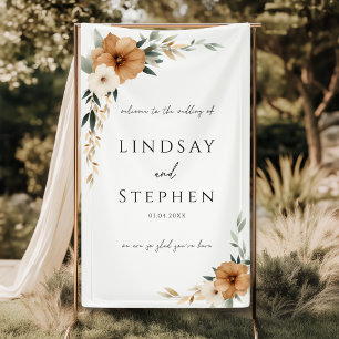 Elegant Copper Earthy White Wedding Banner
