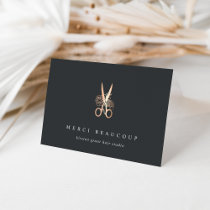 Elegant Copper Floral Scissors Logo Note Cards