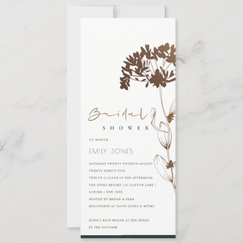 ELEGANT COPPER FOIL HYDRANGEA FLORAL BRIDAL SHOWER INVITATION