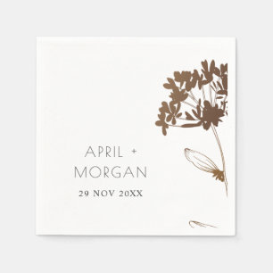 ELEGANT COPPER FOIL HYDRANGEA FLORAL WEDDING NAPKINS