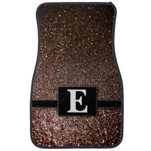 Elegant Copper Glitter Modern Monogrammed Classic Car Floor Mat