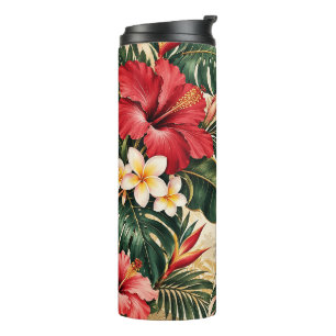 Elegant Copper Gold Autumn Leaves Botanical Patter Thermal Tumbler
