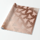 Metallic Rose Gold Christmas Trees on Mauve Gift Wrapping Paper | Zazzle