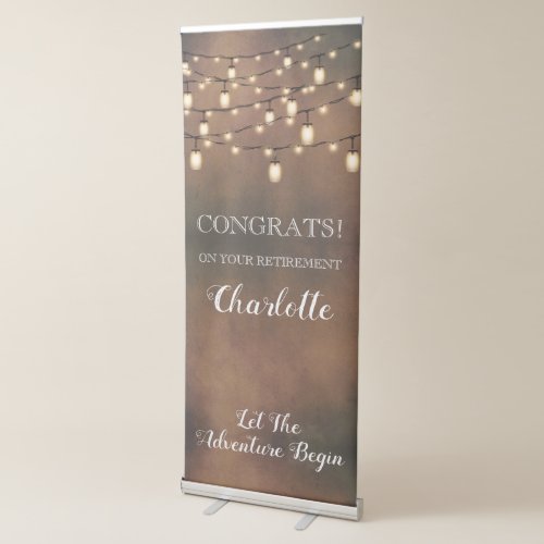 Elegant Copper Gold Glow String Lights Retractable Banner