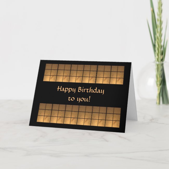 Elegant Copper Gold Squares Patterm Birthday Card