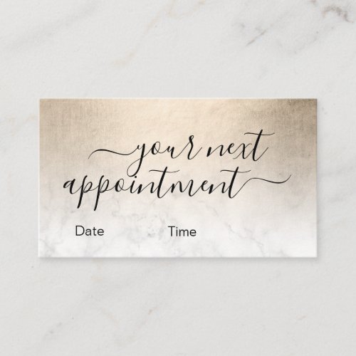 Elegant copper gold white marble makeup artist appointment card