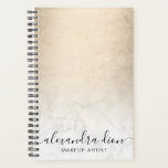 Elegant copper gold white marble makeup artist planner<br><div class="desc">Stylish makeup artist planner design with gradient faux copper gold and white marble texture and elegant calligraphy font. Personalize the product with your name and your job title.</div>