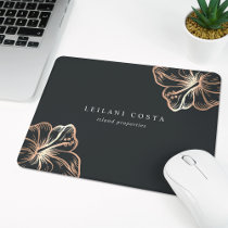 Elegant Copper Hibiscus Flower Mouse Pad