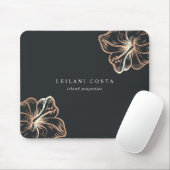 Elegant Copper Hibiscus Flower Mouse Pad (With Mouse)
