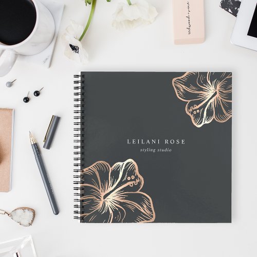 Elegant Copper Hibiscus Flower Notebook