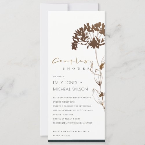 ELEGANT COPPER HYDRANGEA FLORAL COUPLES SHOWER INVITATION