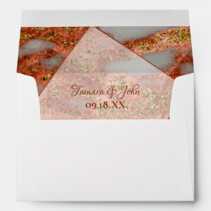 Elegant Copper Marble Geometric Return Address Envelope