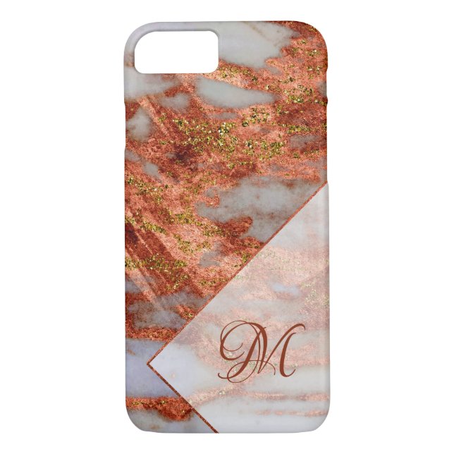 Elegant Copper Marble Gold Glitter Geometric Case-Mate iPhone Case (Back)