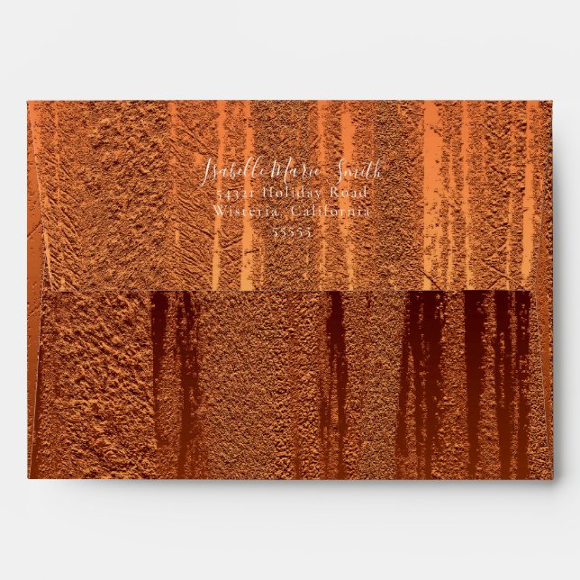 Elegant Copper Metallic Texture Wedding Invitation Envelope (Back (Top Flap))