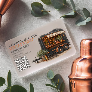 Elegant Copper Mobile Cocktail Bartending Service Clear Business Cards