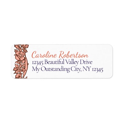 Elegant Copper Navy Blue Rose Gold Floral Wedding Label