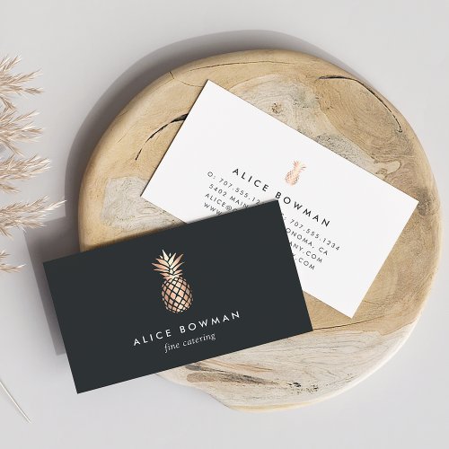 Elegant Copper Pineapple Business Card