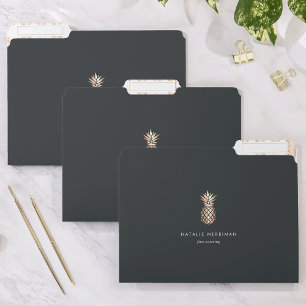 Elegant Copper Pineapple Personalized File Folder