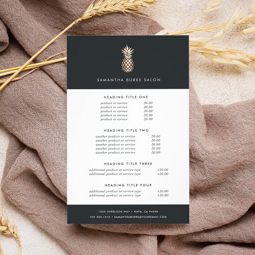 Elegant Copper Pineapple Pricing  Services Flyer