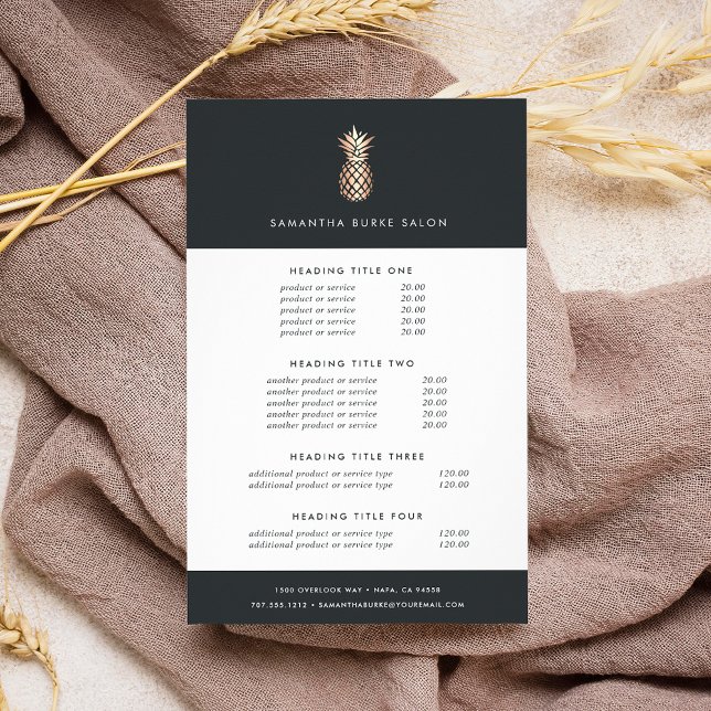 Elegant Copper Pineapple Pricing & Services Flyer (Creator Uploaded)