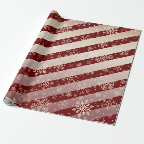 Elegant Copper Red Christmas Snowflake Pattern  Wrapping Paper