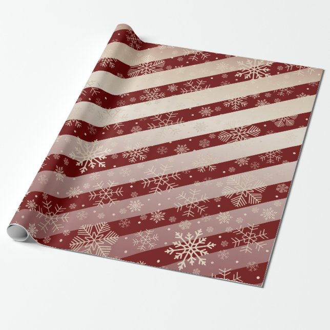 Elegant Copper Red Christmas Snowflake Pattern  Wrapping Paper (Unrolled)