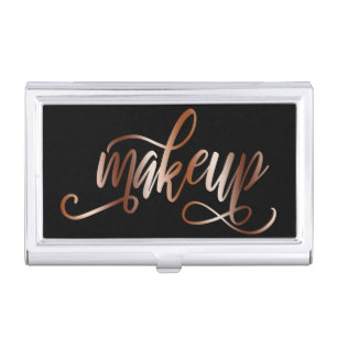 Elegant copper rose gold black makeup artist business card case