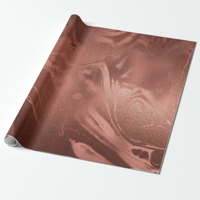 Elegant copper rose gold Christmas marble Wrapping Paper (Unrolled)
