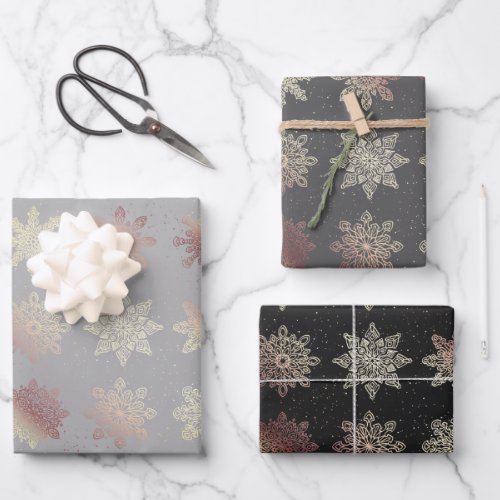 Elegant copper rose gold Christmas pattern   Wrapping Paper Sheets