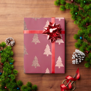 Elegant copper rose gold Christmas tree pattern Wrapping Paper