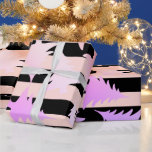 Elegant copper rose gold Christmas tree pattern Wrapping Paper<br><div class="desc">Modern and pretty faux rose gold Christmas tree pattern with blush pink and black stripe.</div>