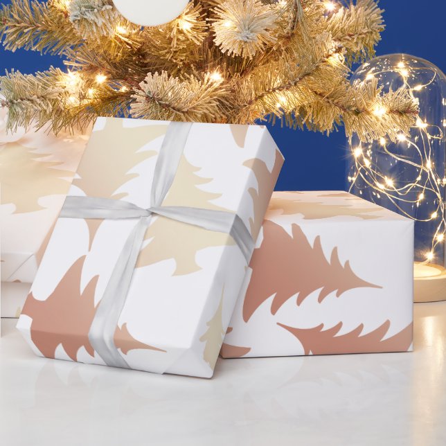 Elegant copper rose gold Christmas tree pattern Wrapping Paper (Holidays)