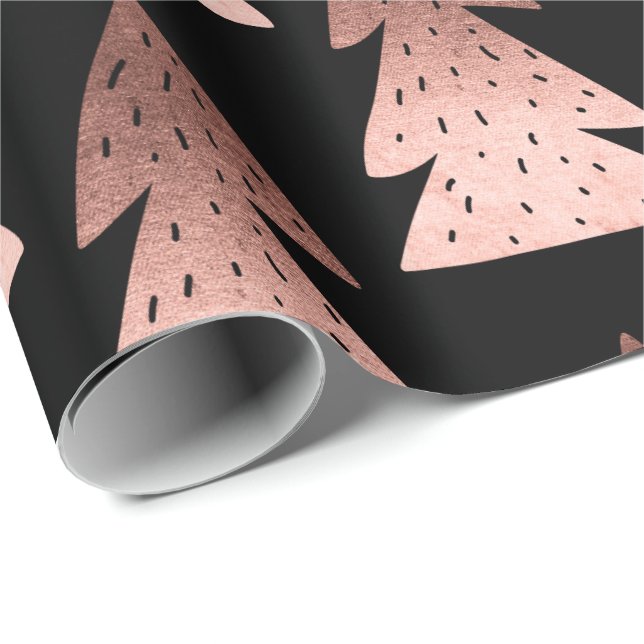 Elegant copper rose gold Christmas tree pattern Wrapping Paper (Roll Corner)