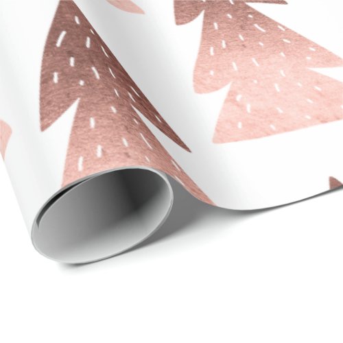 Elegant copper rose gold Christmas tree pattern Wrapping Paper