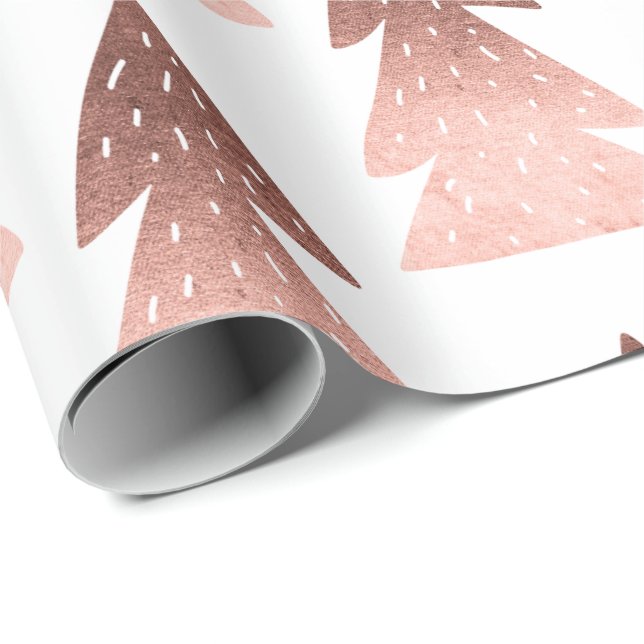 Elegant copper rose gold Christmas tree pattern Wrapping Paper (Roll Corner)