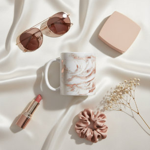 Elegant Copper Rose Gold Foil Marble Coffee Mug