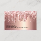 Elegant copper rose gold glitter drips spray tans business card (Back)
