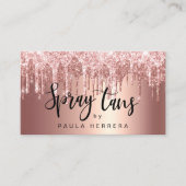 Elegant copper rose gold glitter drips spray tans business card (Front)
