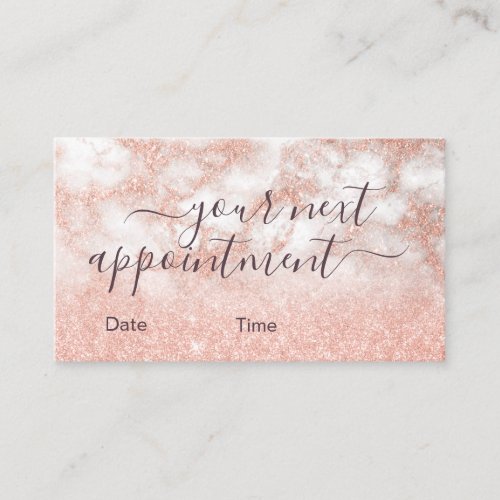 Elegant copper rose gold glitter makeup artist appointment card