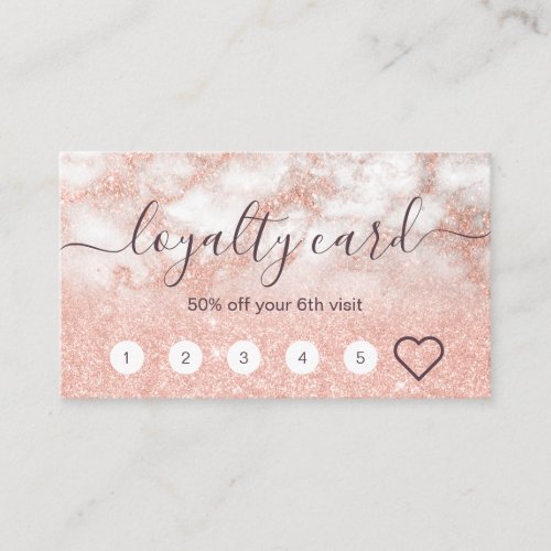 Elegant copper rose gold glitter makeup artist loyalty card