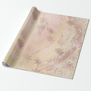 Elegant copper rose gold glitter marble snowflakes wrapping paper