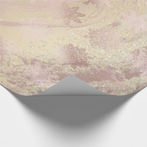 Elegant copper rose gold glitter marble snowflakes wrapping paper