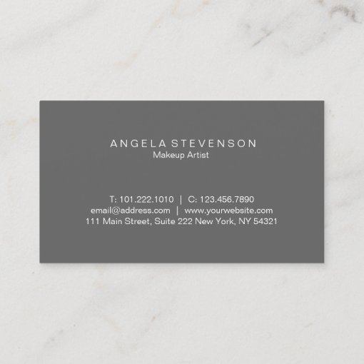 Elegant copper rose gold & grey makeup artist business card | Zazzle